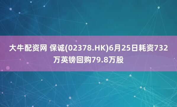 大牛配资网 保诚(02378.HK)6月25日耗资732万英镑回购79.8万股